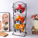 IBWell 3 Tier Fruit Basket Metal Holder for Kitchen Countertop Fruit Stands for Counter Bread Snack Vegetable Hanging Storage Countertop with CUBE-CAT Label Tag