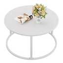 SAYGOER Small Round Coffee Table, White Coffee Tables for Living Room, Modern Center Table for Small Space Home Office Gardern, 27.6 × 27.6 × 17.7inch, White