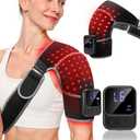 RELEXNOW Upgraded Cordless Red Light Therapy for Shoulder with Massage 5000mAh Rechargeable Near-Infrared Light Shoulder Brace Wrap with Heat & Vibration Massager for Left & Right Shoulders (Black)