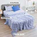 Blue and White Paisley Sheet Set, Twin - Ultra Soft Deep Pocket | Cooling Wrinkle-Free Microfiber, Boho Floral Print | 4 Piece Set: Fitted, Flat Sheet & 2 Pillowcases | OEKO-TEX, Easy Care