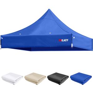 10x10 Canopy Replacement Top for Pop Up Canopy Tent - 4 Drainage Holes10x10ft Canopy top Suitable for Most of The Standard Canopy(top only) (Blue)