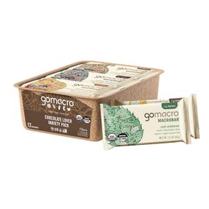 GoMacro MacroBar Organic Vegan Protein Bars - Chocolate Lover Variety Pack (2.3 Ounce Bars, 12 Count) (EXP 09/07/26)
