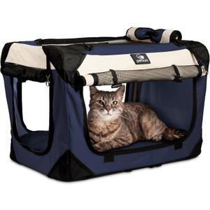 Cat & Dog Carrier, Fits Most Cats or Small Dog Comfortably, Medium, Navy