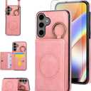 Compatible with Samsung Galaxy S26 Plus S26+ 5G Wallet Case and Screen Protector Crossbody Shoulder Strap Ring Buckle Stand Card Holder Magnetic Car Mount Phone Cover for S26Plus 26S + S 26 26+ Pink