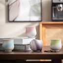 4-Oz Ceramic Espresso Cups Set - Multi-Color, Handle-Free Design for Home & Cafe | Dishwasher-Safe Stoneware Cups (Kiln turning green, 4)