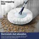 Spin Mop Bucket with Wringer, Mop with Bucket Set Includes 3 Replacement Pads, Durable Mop Bucket for Home Floor Cleaning