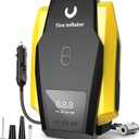 Tire Inflator Portable Air Compressor - Air Pump for Car Tires - 12V DC Tire Pump with Auto Shutoff Function & LED Light for Cars, Bicycles, Motorcycles, Yellow, Large