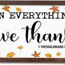 EDCTO Rustic Wall Hanging Plaque, Farmhouse Wooden Wall Signs with Motivational Bible Quote, Christian Decor for Office Bedroom Living Room, In Everything Give Thanks 1 Thessalonians 5:18 Sign (color 08)