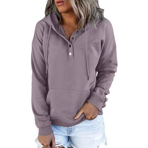 Dokotoo Womens 2025 Hoodies Button Collar Drawstring Hooded Pullover Sweatshirt Casual Long Sleeve Tops Shirts Size 1X
