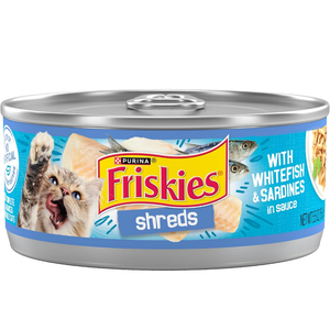 Friskies Wet Cat Food, Savory Shreds With Whitefish and Sardines In Sauce, 5.5 Oz Can (Pack of 4)