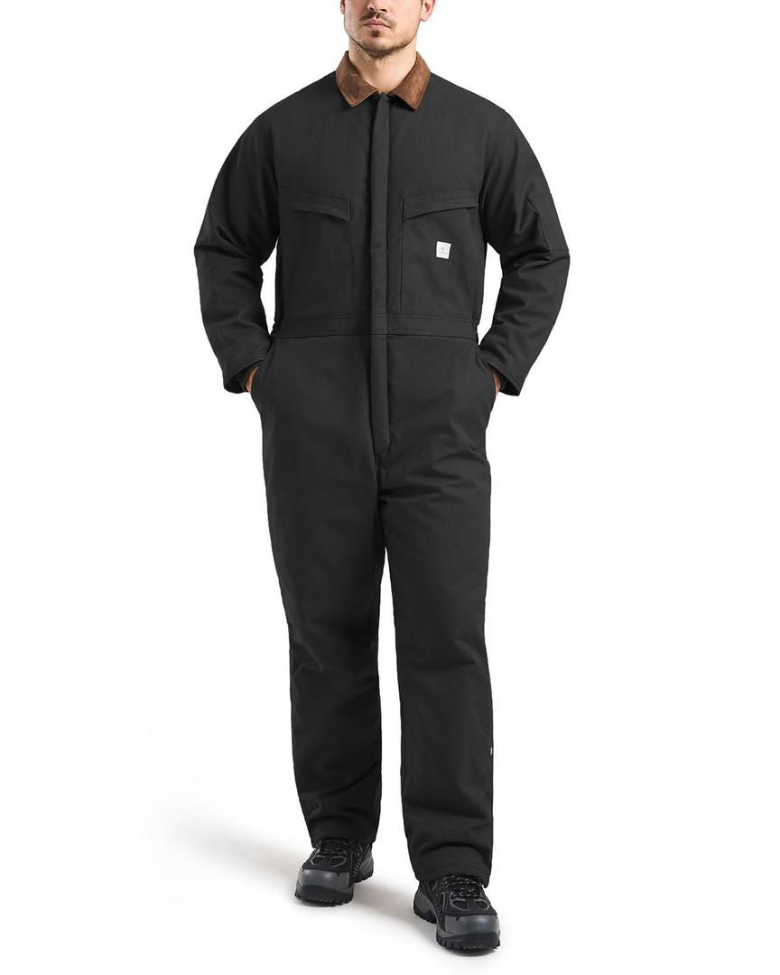 HISEA Insulated Coveralls for Men, Winter Water Resistant Work Coveralls, Loose Fit Utility Canvas Jumpsuit for Cold Weather 3XL