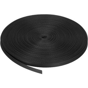 MECCANIXITY Flat Nylon Webbing Strap 3/8 Inch 50 Yards Polypropylene Webbing Black for Backpack, Luggage-Rack, Outdoor Climbing, DIY Craft