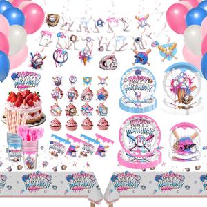 192Pcs Ice Cream Drip Baseball Birthday Party Decoration,Serve 24