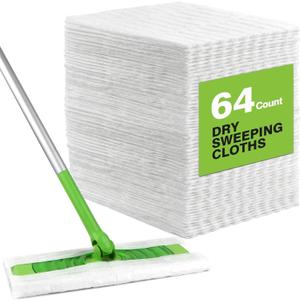 HOMEXCEL Dry Sweeping Cloths Pads Compatible with Swiffer Sweeper- Disposable Duster Refills Mop Pads for Floor Mopping and Cleaning, 64 Count