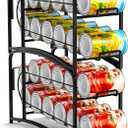 Auledio Stackable Beverage Can Dispenser Rack, Storage Organizer Holder for Canned food or Pantry Refrigerator,Black(2 Pack) (6 x 17.5 x 9 inches)