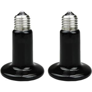 Reptile Heat Lamp Bulb 2pcs 200W Ceramic Infrared Heat Emitter Brooder with no Light for Chicken coop, Hedgehog, Iguana Lizard Bearded Dragon Turtle Snake