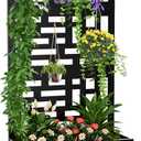 Metal Planter Box with Trellis, 71"x 35"x 16" Raised Garden Bed with Trellis & Wheels, Privacy Planters for Patio, Planter Box with Drainage Holes for Climbing Plants, Flower, Vegetable