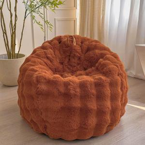 LIFEREVO Fluffy Faux Rabbit Fur Bean Bag Cover (No Filler), Cozy Fuzzy Stuffed Animal Storage Bubble Large Bean Bag Chair for Plush Toys, Shaggy Furry Beanbag Cover Kids Girls Adults 3ft, Burnt Orange (Large(38"x38"x40"))
