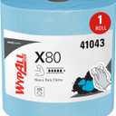 WypAll PowerClean X80 Cloths Heavy Duty Wipes (41043), Jumbo, Extended Use Towels, Blue (1 Roll of 475 Sheets, 475 Sheet Total)