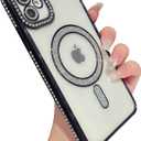 for iPhone 11 Case,Glitter Bling Clear Magnetic Compatible with MagSafe Wireless Charging (Black)