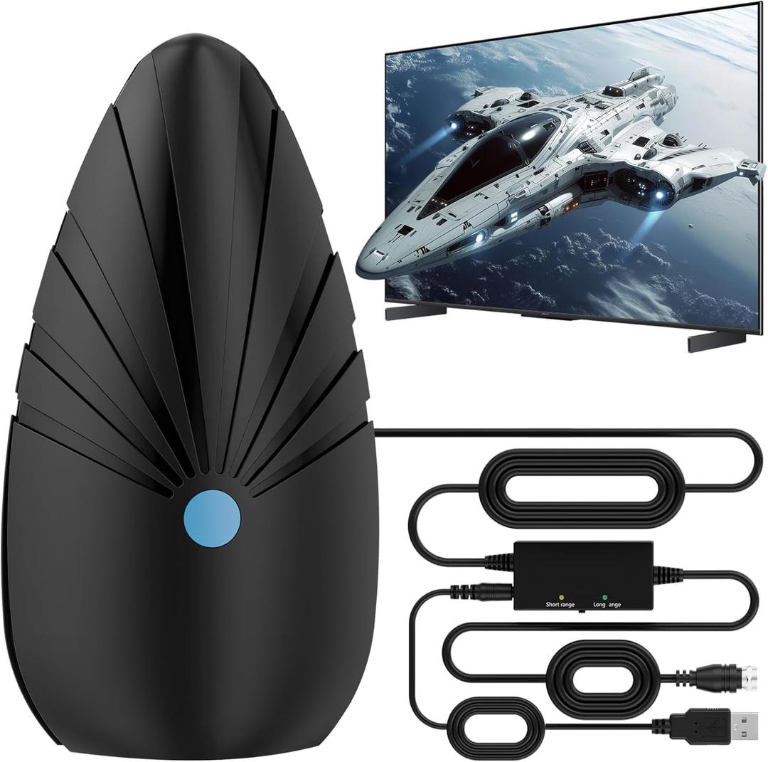 2026 Indoor TV Antenna for Smart & Old TVs, 6000+ Miles Range Strongest Digital HD TV Antenna Indoor Ourdoor Support 4K 1080P VHF UHF, 360 Long Range Reception with Signal Amplifier