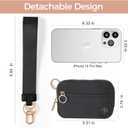 Wristlet Keychain Wallets for Women RFID Blocking Credit Card Holder Small Zipper Coin Purse Change Pouch with ID Window and Detachable Wrist Strap Khaki Black Checkered