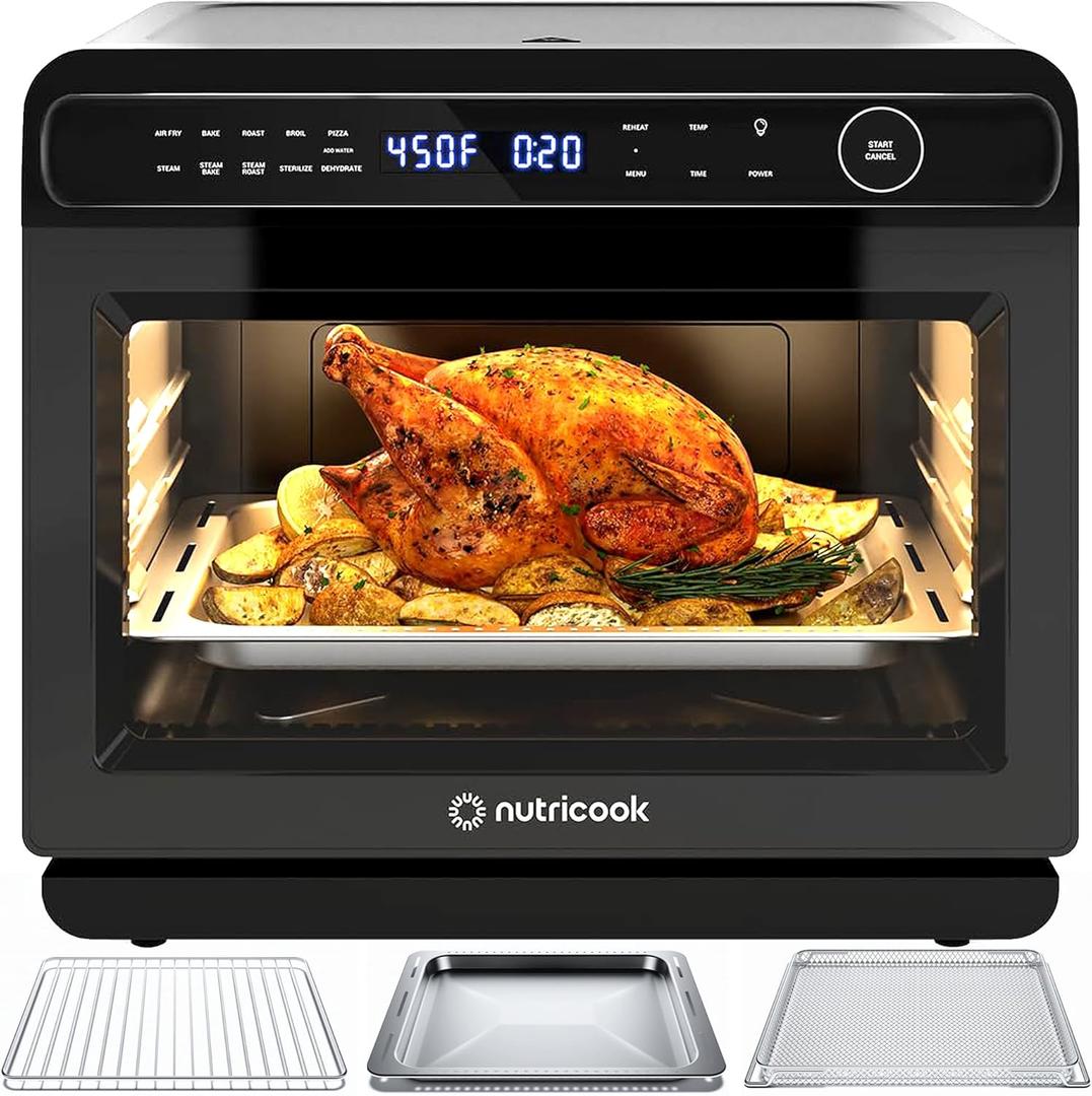 Steami 24L Steam Air Fryer Oven  11-in-1 Convection Countertop Multi-Cooker with Real Steam Tech, Air Fry, Bake, Roast, Dehydrate, Sterilize, Stainless Steel Interior  1600W