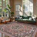 Lahome Oriental Washable Rugs 8x10, Non-Slip Soft 8x10 Rugs for Living Room Bedroom, Stain Resistant Ultra-Thin Vintage Accent Carpet for Dining Room Office