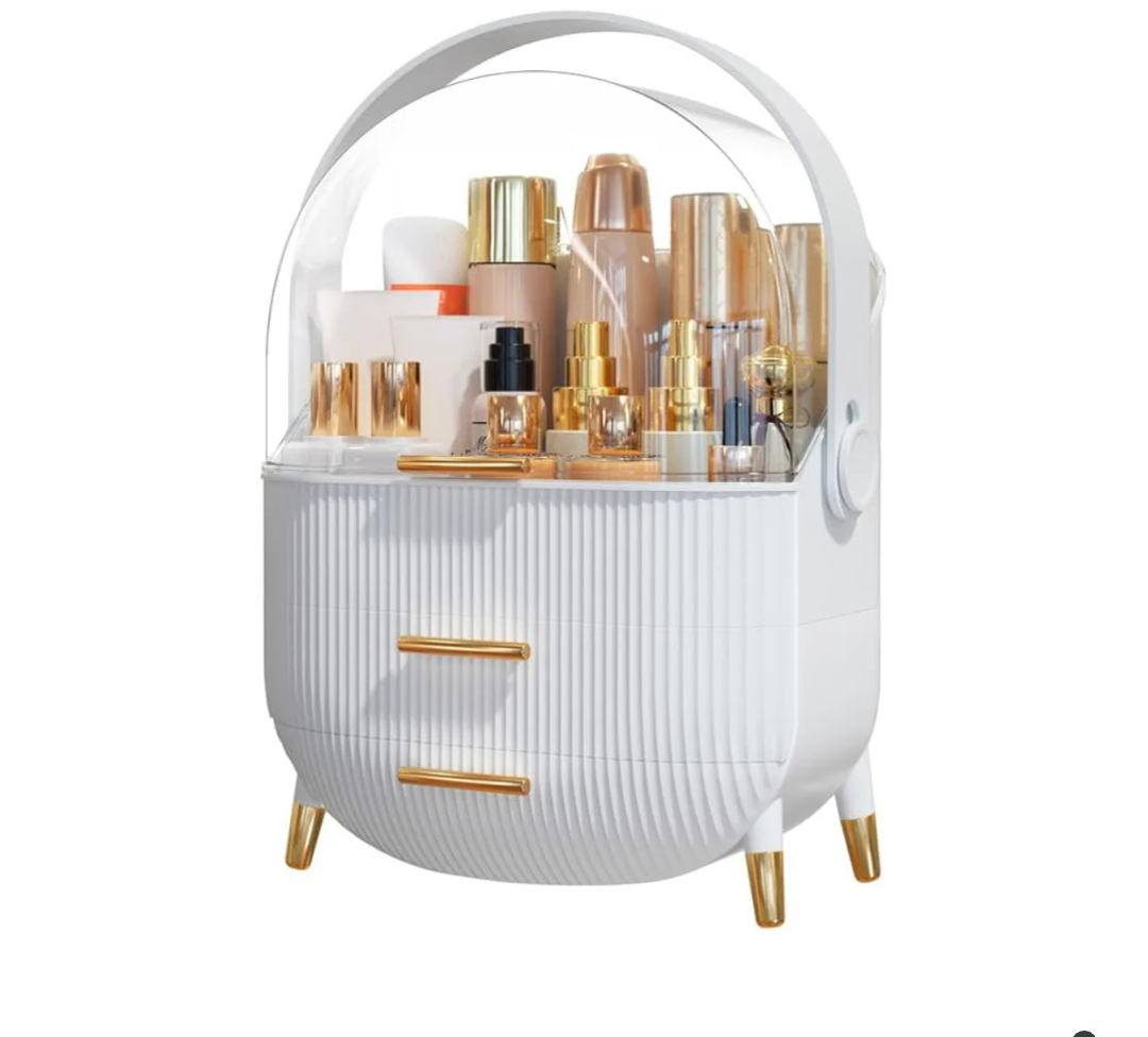Makeup Organizer Skincare Organizers - Cosmetic Display Cases with Transparent Cover, SkinCare Organizers for Bathroom Countertop, Bedroom Vanity Desk, Lipstick Organizer, White Upgarde