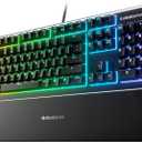 SteelSeries Apex 3 RGB Gaming Keyboard 10-Zone RGB Illumination IP32 Water Resistant Premium Magnetic Wrist Rest (Whisper Quiet Gaming Switch) 