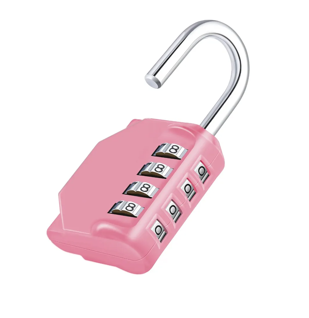 Combination Lock, 4 Digit Combination Padlock Outdoor, School Lock, Gym Locks (Pink)