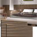Acoustic Wood Veneer Slat Panels for Interior Wall and Ceilings Dcor | 3D Seamless Spliced Wood Wall Panels | Sound Absorbing Decorative Panels | Luxury Real Wood | Dark Walnut x 2 Pack