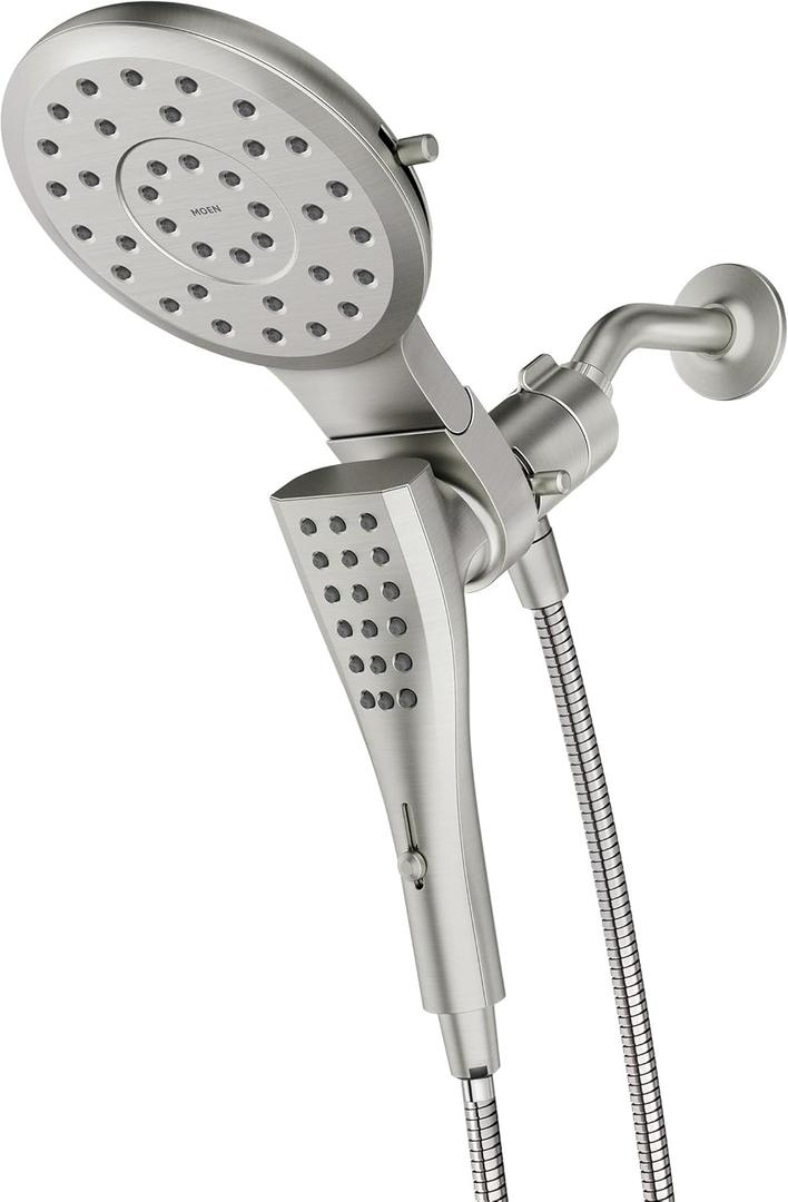 Moen Verso Brushed Nickel Eight-Function 7" Wide Spray Shower Head and Detachable Handshower Combo with 72" Hose, 220C3BN