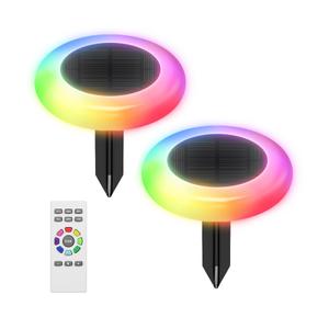 intelamp Colorful Solar Lights for Outside, 2 Pack Solar Pathway Lights Outdoor Waterproof, Color Chaning Lighting for Garden, Yard, Patio Decor Landscape Lighting, Solar Power Colorful Garden Light