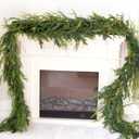 9ft Handmade Christmas Garland,Artificial Cypress Cedar Pine Needles Greenery Seasonal Garland for Christmas Fireplace Winter Holiday Indoor Outdoor Decoration