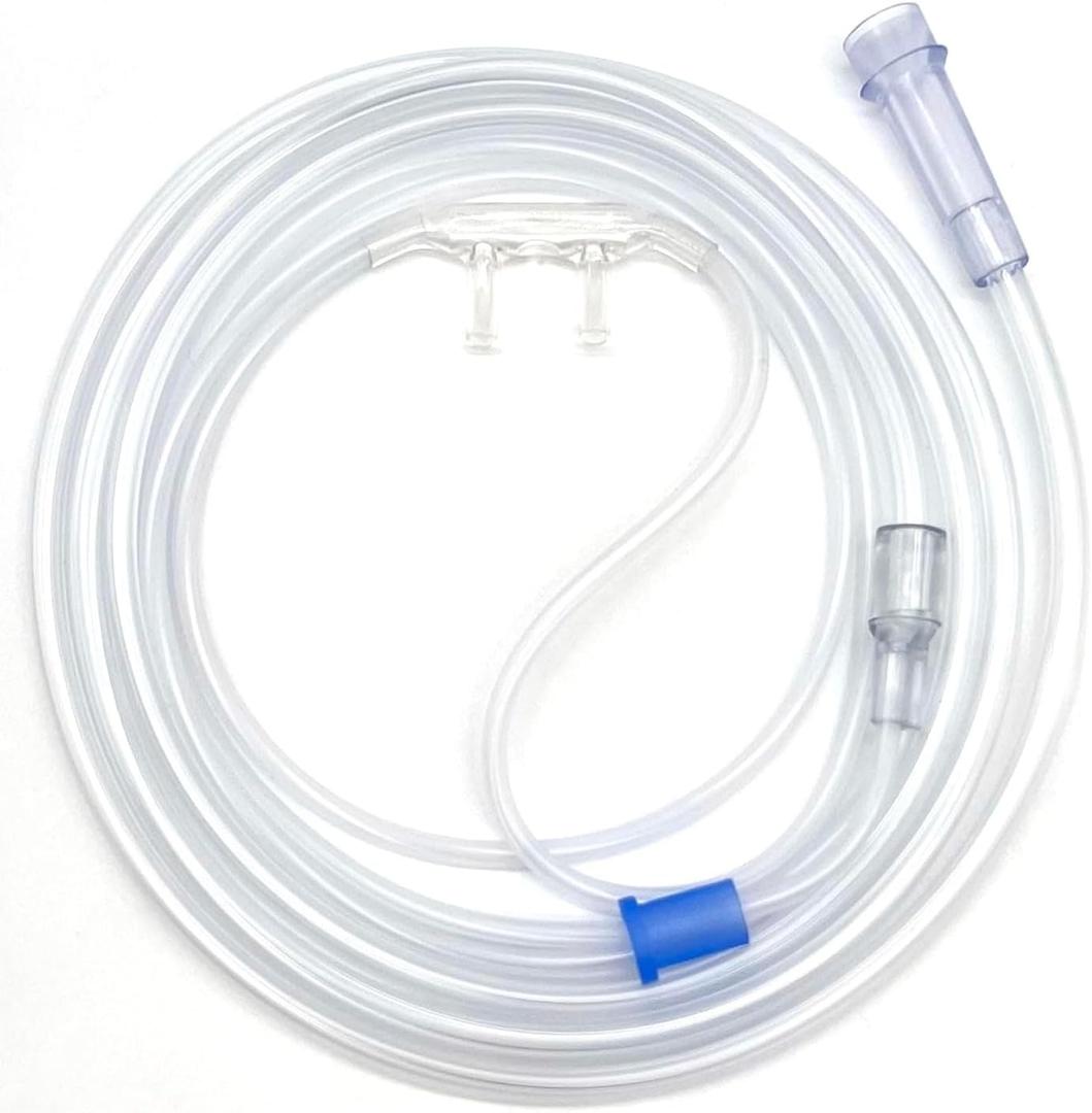 ResOne 4Ft Soft Adult Oxygen Nasal Cannula - Curved Prongs, Crush-Resistant Tubing - Nasal Tubes, Oxygen Concentrator Supplies - Soft Curved Nose Piece, Standard Size, Standard Flow 6 LPM (Clear)