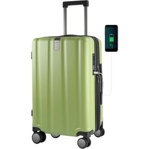 KROSER Hardside Expandable Carry On Luggage with Spinner Wheels & Built-in TSA Lock, Durable Suitcase Rolling Luggage with USB Port, Carry-On 20-Inch, Green