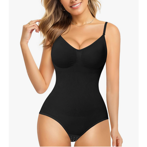 Nebility Womens' Waist Trainer Seamless Round Neck Tummy Control Shapewear Bodysuit M/L