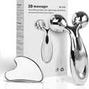Stainless Steel Gua Sha and Face Roller Set, Facial Tool for Face Sculpting, Metal Skin Care, Massager for Women