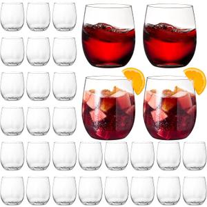 Tebery 32 Pack Unbreakable Plastic Wine Glasses Stemless, 12 Oz Heavy Duty Clear Drinking Glasses Wine Cups, Disposable & Reusable for Champagne, Dessert, Food Samples, Catering, Weddings