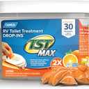 Camco TST MAX RV Toilet Treatment Drop-INs - Control Unwanted Odors & Break Down Waste and Tissue - Safe Septic Tank Treatment - Orange Scent, 30-Pack (41183)
