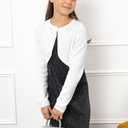 BlackButterfly Girls Long Sleeve Sparkle Cardigan Childrens Kids Bolero Shrug (13-14 Years, White - Holographic Sparkle)