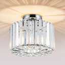 HOPGGIE 10.6" Semi Flush Mount Ceiling Light Mini Small Crystal Chandeliers Modern Hallway Light Fixtures Ceiling Flush Mount Ceiling Light Fixture for Entryway Bedroom Bathroom Living Room