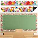 12Pcs Wildflower Magnetic Bulletin Board Borders for Classroom Decorations Summer Floral Whiteboard Strips Floral Magnetic Borders for Back to School Teacher Supplies Office Door Chalkboard Decor