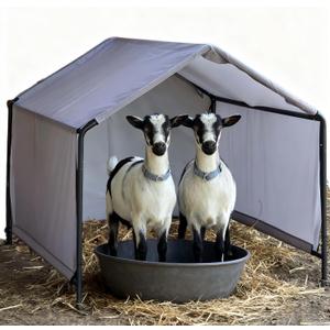 Goat Shelter for Outside, Portable for 2 Goats, 49 x 49 x 43 in Metal Frame