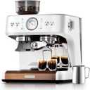 COUPLUX 50s Fast Heat Espresso Machine with Grinder 58mm, 15 Bar | 30 Grind Settings with Anti-static, 4 Temp Adjust 190-205℉ Espresso Machine with Powerful Milk Frother for Cappuccino, Latte