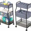 3-Tier Baby Diaper Caddy Organizer and Storage Cart, Mobile Metal Utility Cart with Rolling Wheels for Nursery Essentials with 4+2 Dividers, Large Capacity Rolling Cart For Bedroom, Bathroom, Nursery (Gray)