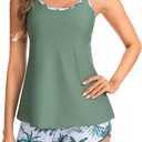 Tankini Swimsuits for Women 2026, Tummy Control Two Piece Bathing Suits, Blouson Tank Tops with Board Shorts, M