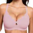 Gailife Bras for Women No Underwire Jelly Bras Wave Wireless Bras Seamless Full Coverage Bralettes Everyday Bras, Peach Pink, 2XL