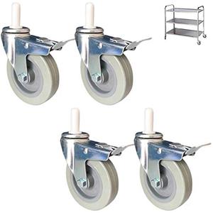 Castor Wheels Heavy Duty Moving Caster Wheels Only 2 Pack Caster Wheels Swivel No Noise with Rubber Sleeve Capacity 280kg for Kitchen Hotel Trolley Workbench